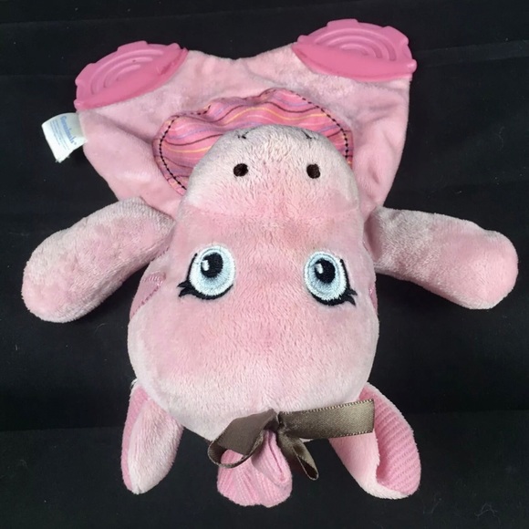 Garanimals Pink Giraffe Lovey 9" Plush Baby Teether Toy Brown Bow - Picture 11 of 12